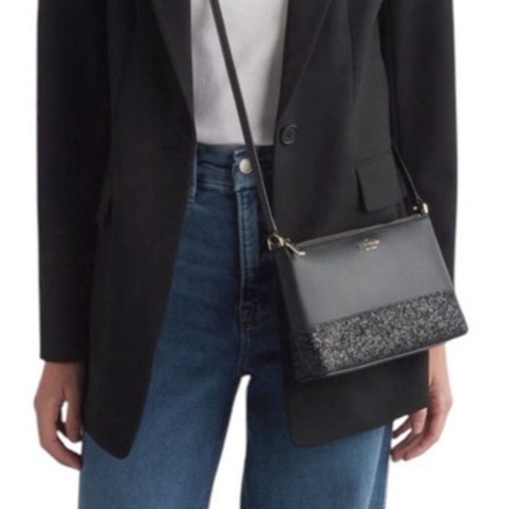 Kate Spade Black Flash Glitter Crossbody Bag NWOT